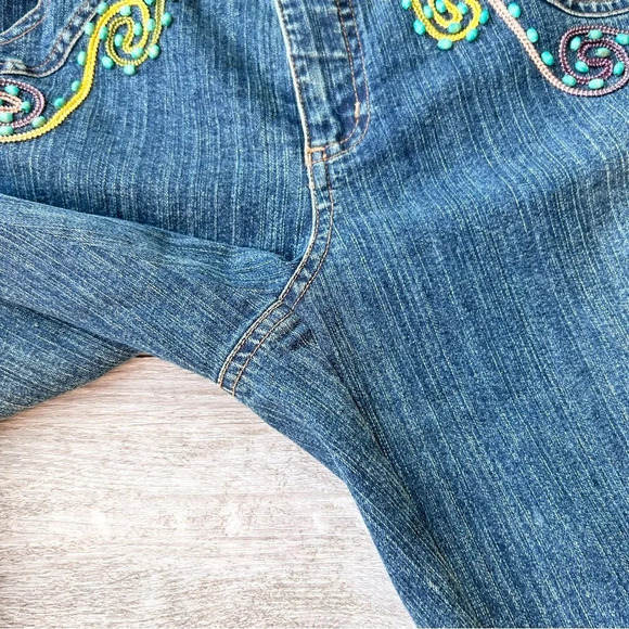 Vintage Chagall Embroidery  Embellished Bootcut Jeans - Picture 6 of 11
